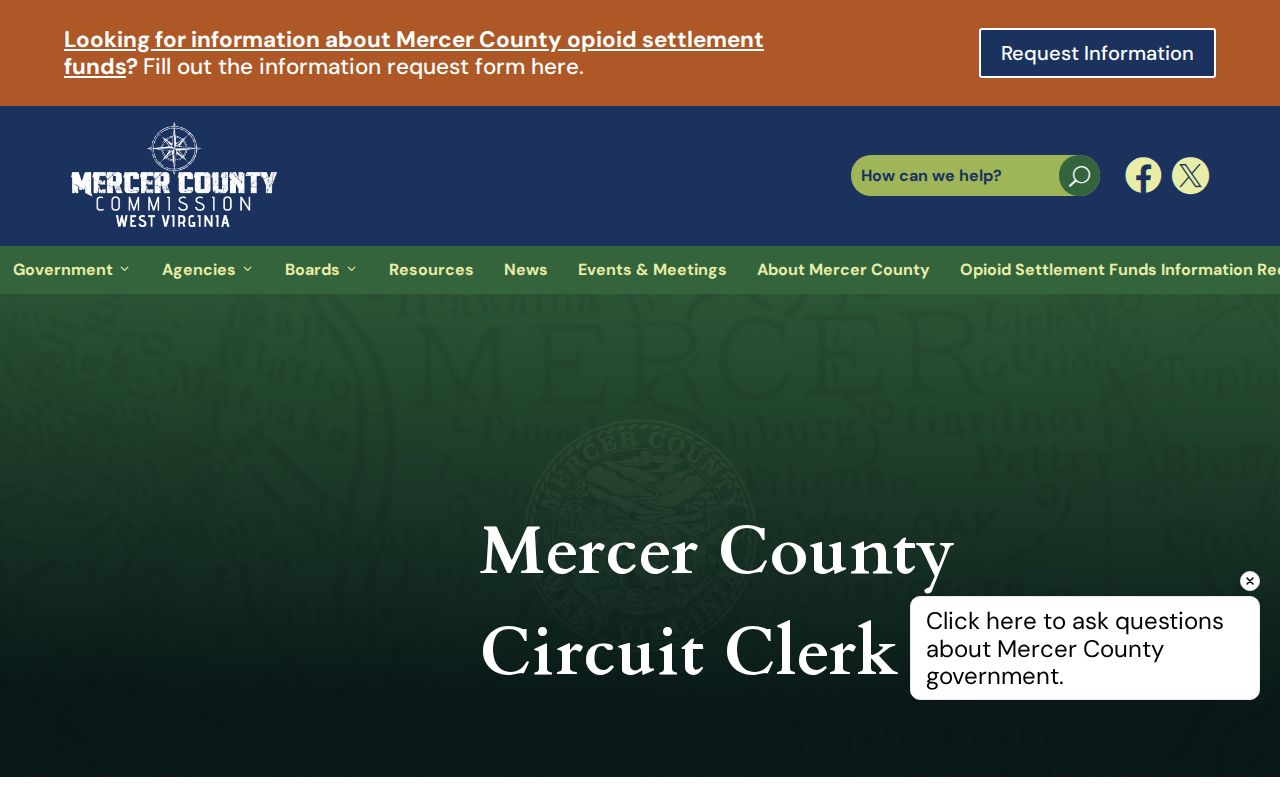 Mercer County court records custody information for circuit and family files